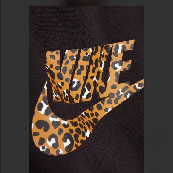 Nike Leopard Animal Print Crewneck Cropped Sweatshirt L Streetwear Gym Workout - Picture 7 of 13